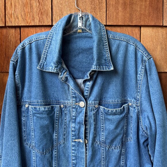 VINTAGE AEROS JEANS Blue Denim Button Front Barn Jacket - Gender Neutral Large - Picture 4 of 10